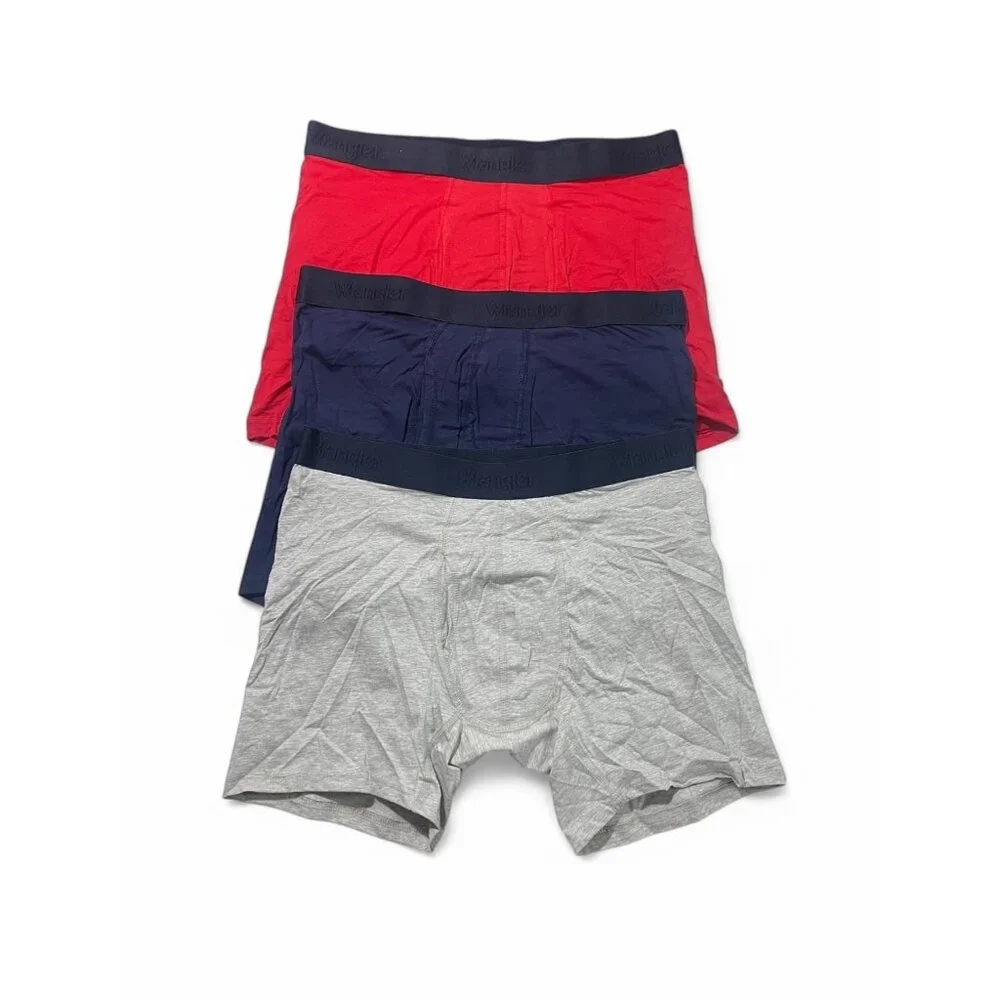 Wrangler Five Star 3-Pack Cotton Stretch Boxer Briefs, Size L, Navy, Red, Gray - Picture 5 of 6